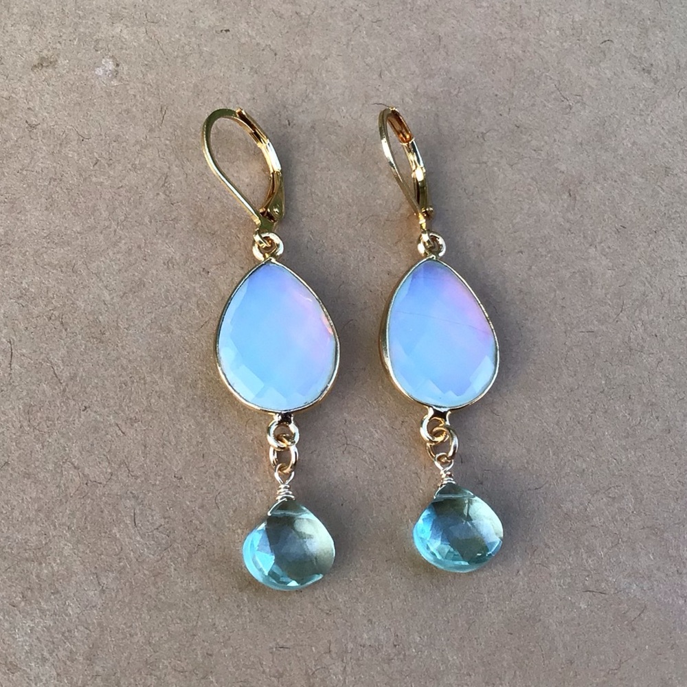 New Sundance Charm Earrings Opalite Aquamarine